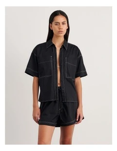 Eden Relaxed Short Sleeve Shirt in Black