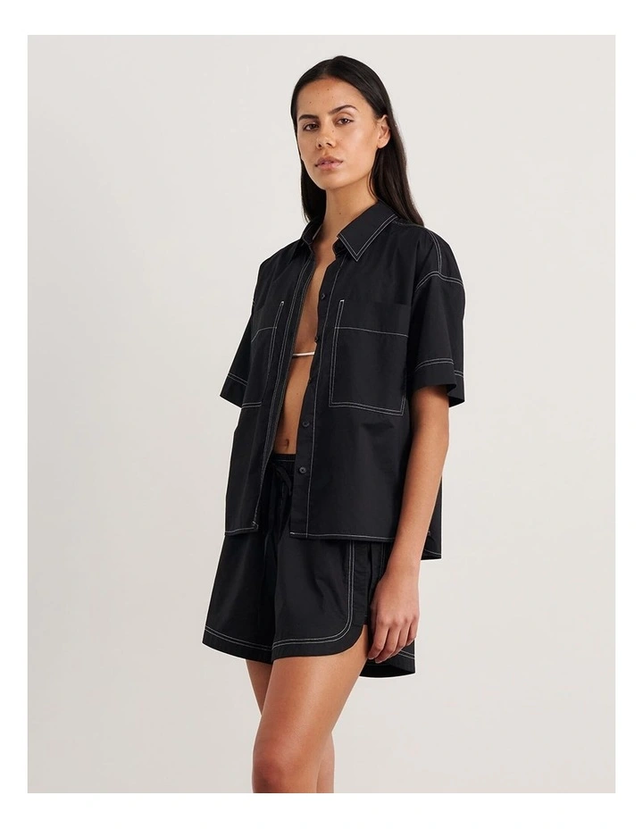 Eden Relaxed Short Sleeve Shirt in Black image 3