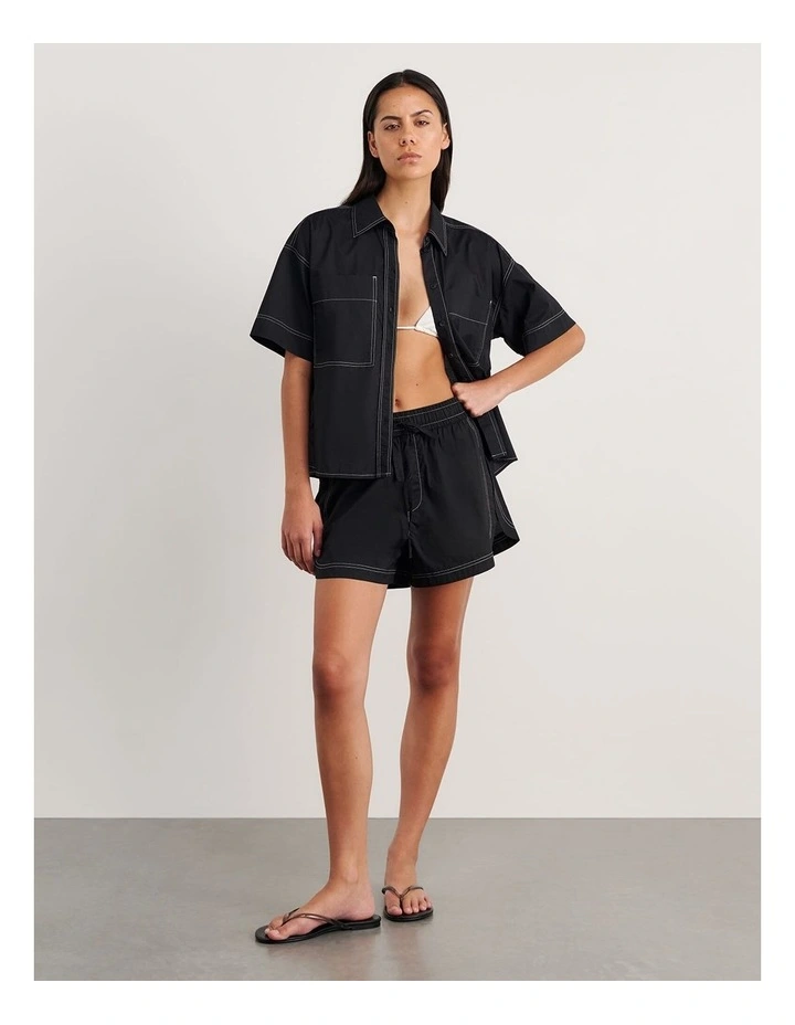 Eden Relaxed Short Sleeve Shirt in Black image 5