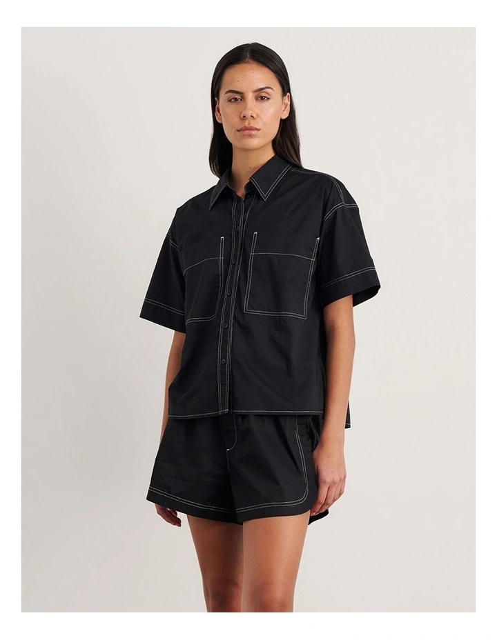 Eden Relaxed Short Sleeve Shirt in Black image 6