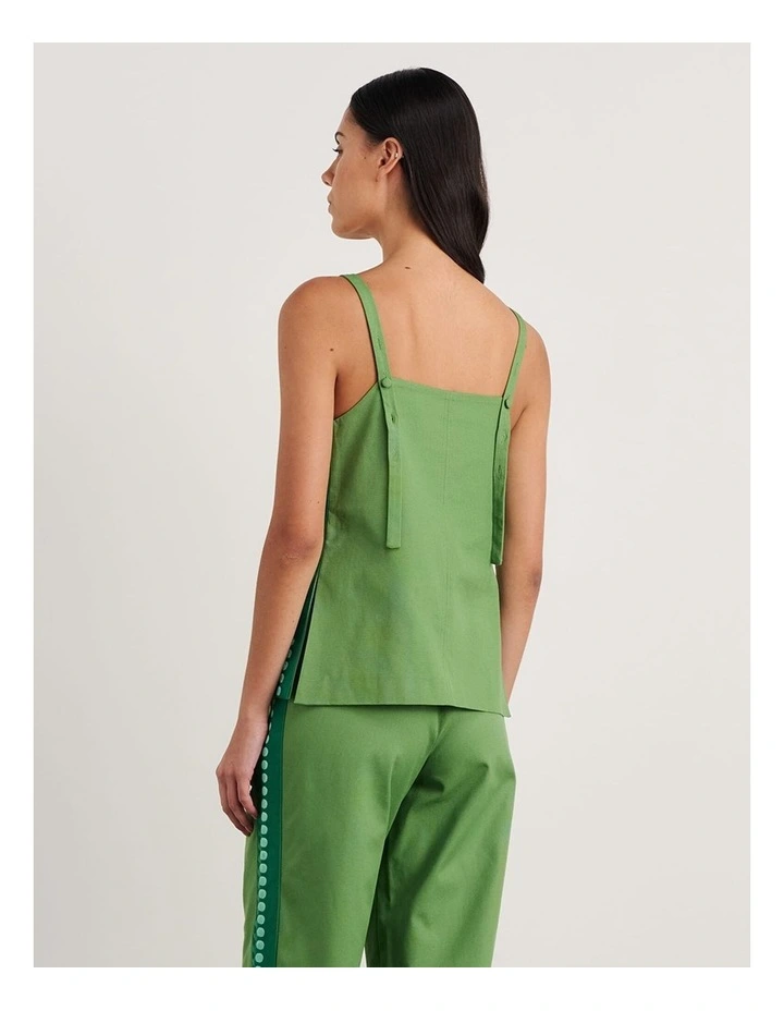 Canvas Contrast Cami in Green image 2