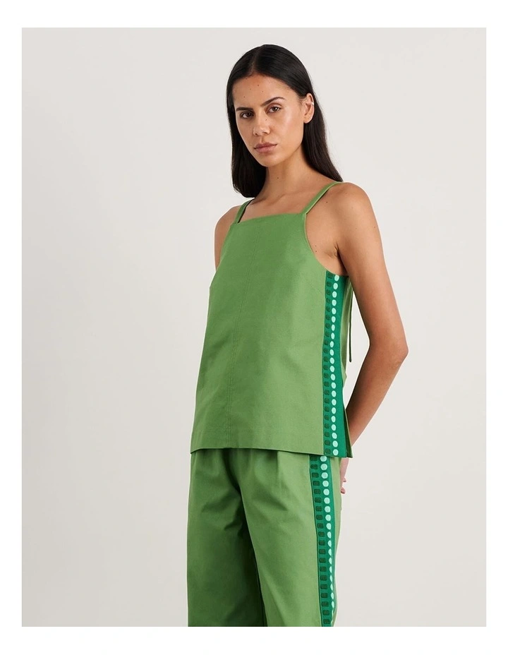 Canvas Contrast Cami in Green image 4