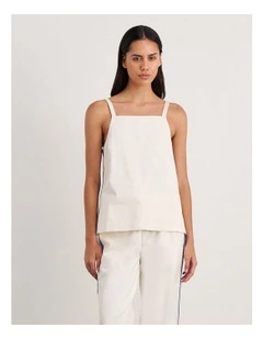 Canvas Contrast Cami in White