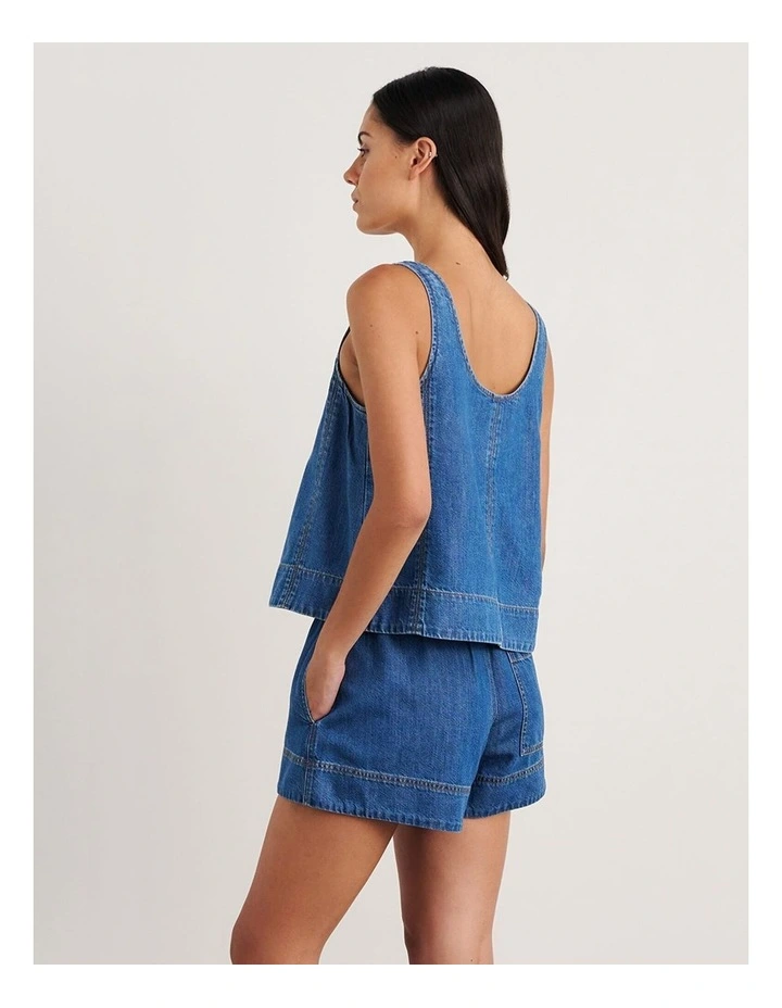 Loe Denim Scoop Tank in Blue image 2