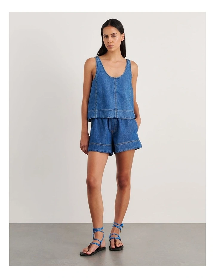 Loe Denim Scoop Tank in Blue image 4