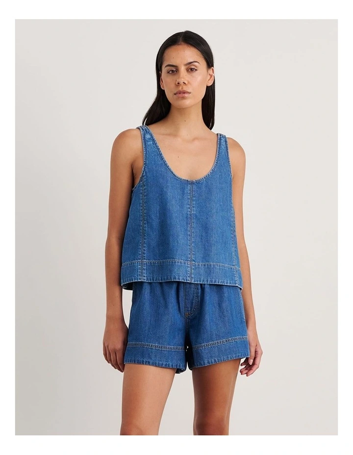 Loe Denim Scoop Tank in Blue image 5