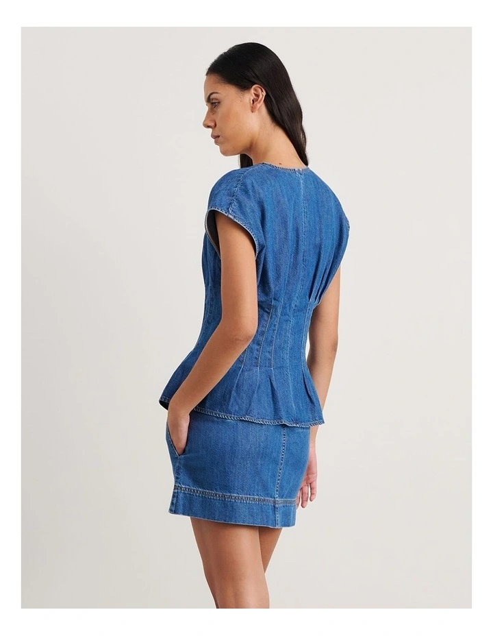 Loe Pintuck Denim Top in Blue image 2
