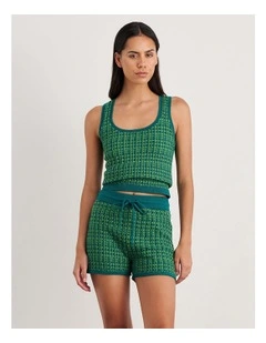 Kelly Contrast Knit Tank in Green