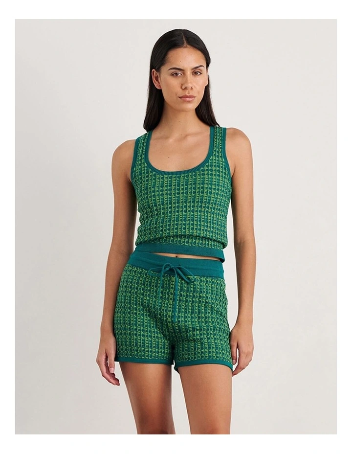 Kelly Contrast Knit Tank in Green image 1