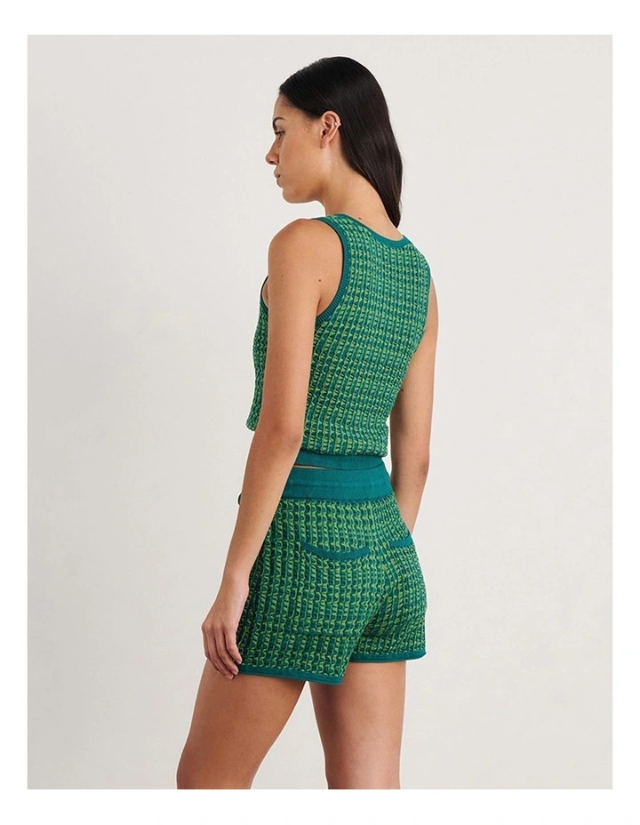 Kelly Contrast Knit Tank in Green image 2