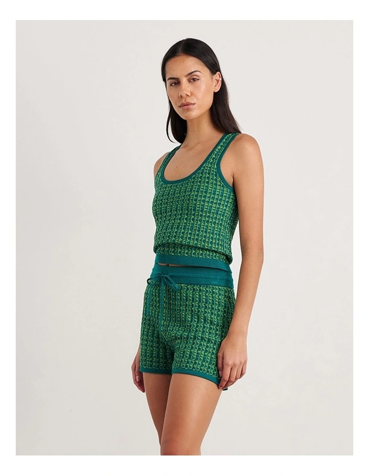 Kelly Contrast Knit Tank in Green image 3