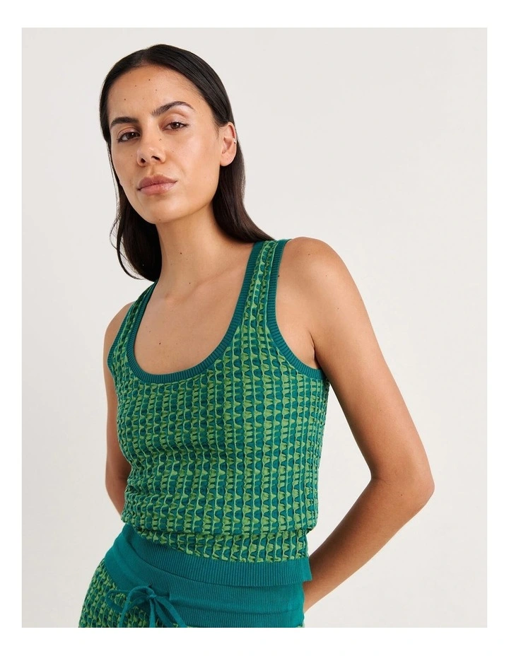 Kelly Contrast Knit Tank in Green image 5