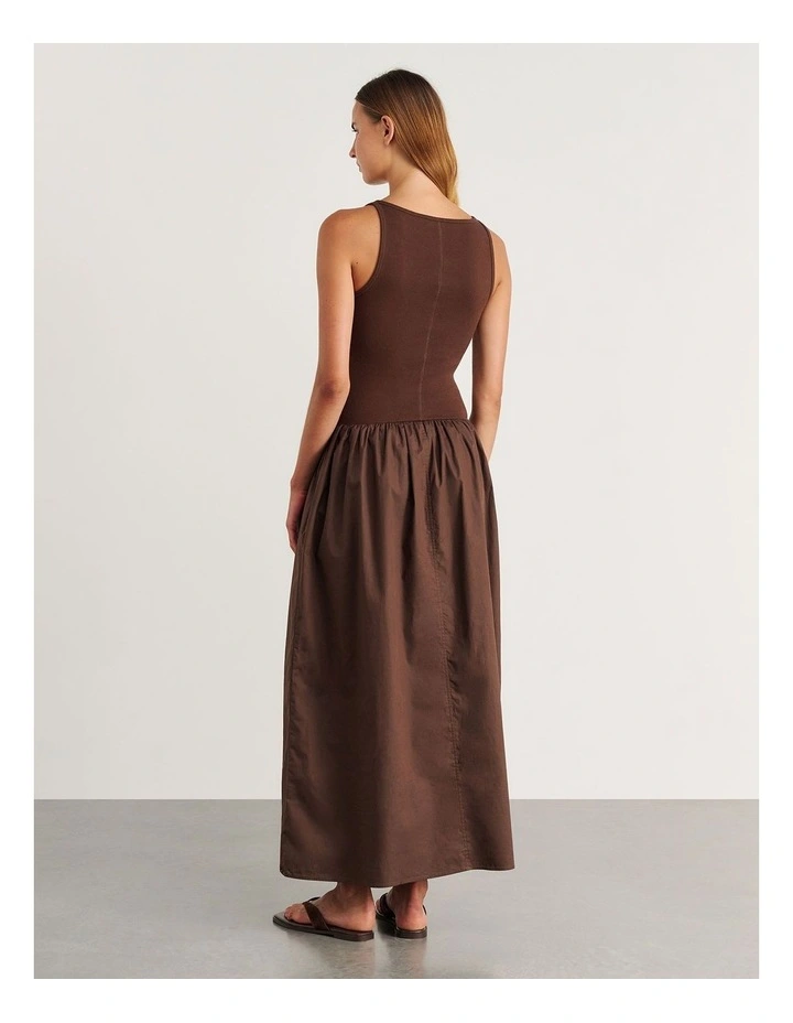 Emma Mixed Media Dress in Brown image 2