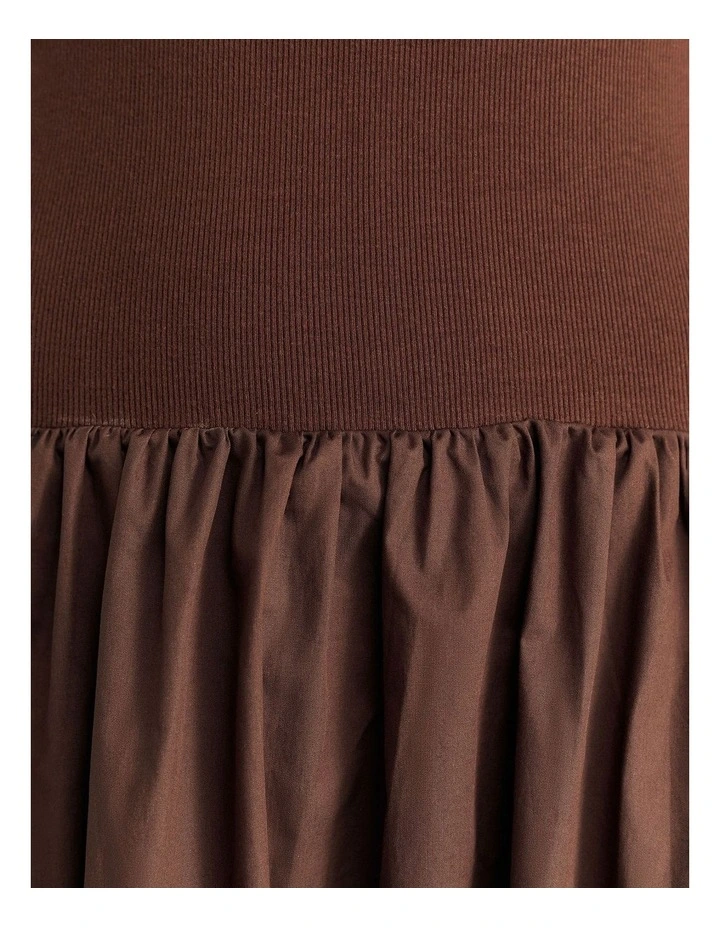 Emma Mixed Media Dress in Brown image 6