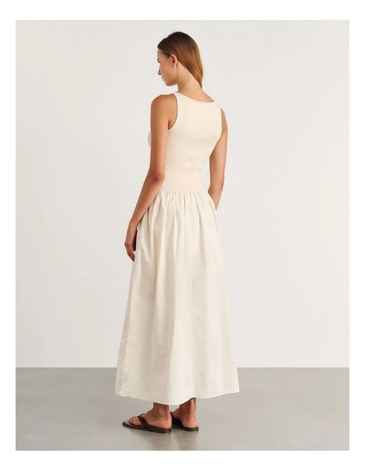 Emma Mixed Media Dress in Beige image 2