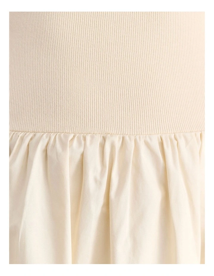 Emma Mixed Media Dress in Beige image 5