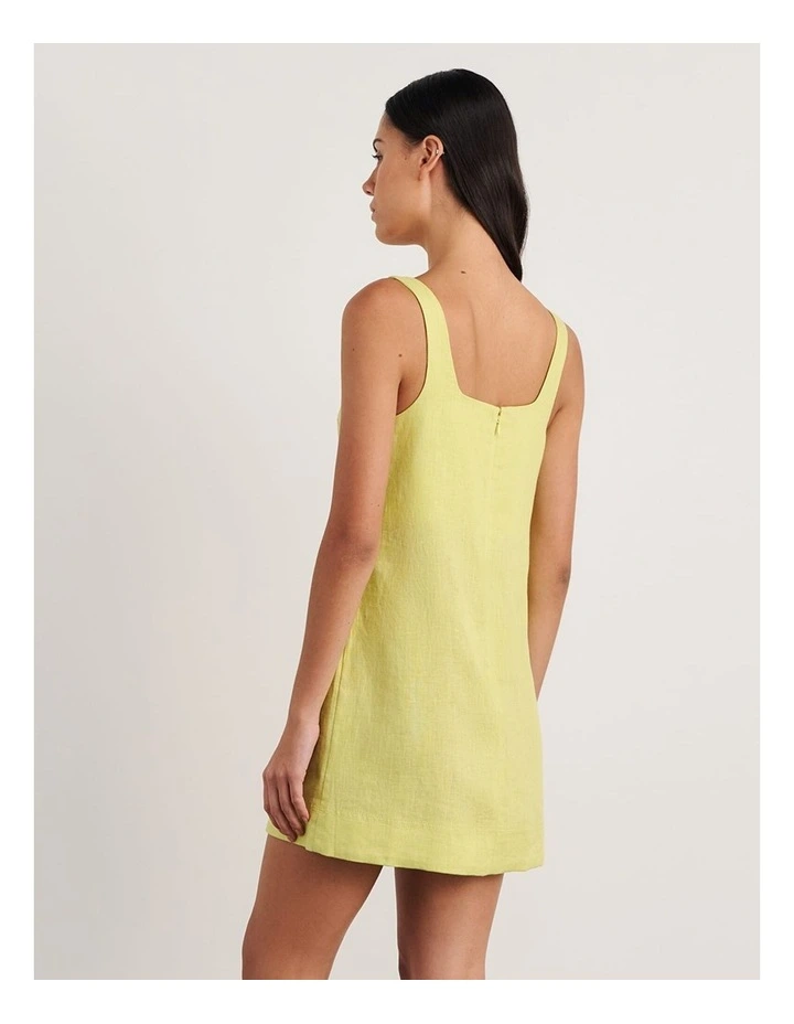 Kayla Linen Mini Dress in Yellow image 2
