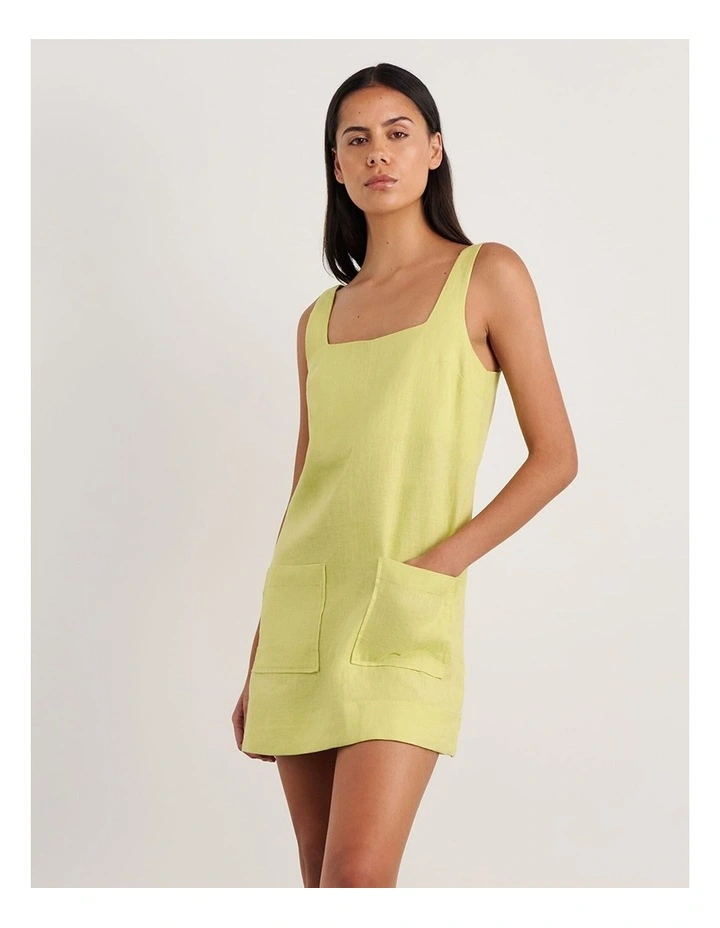 Kayla Linen Mini Dress in Yellow image 3