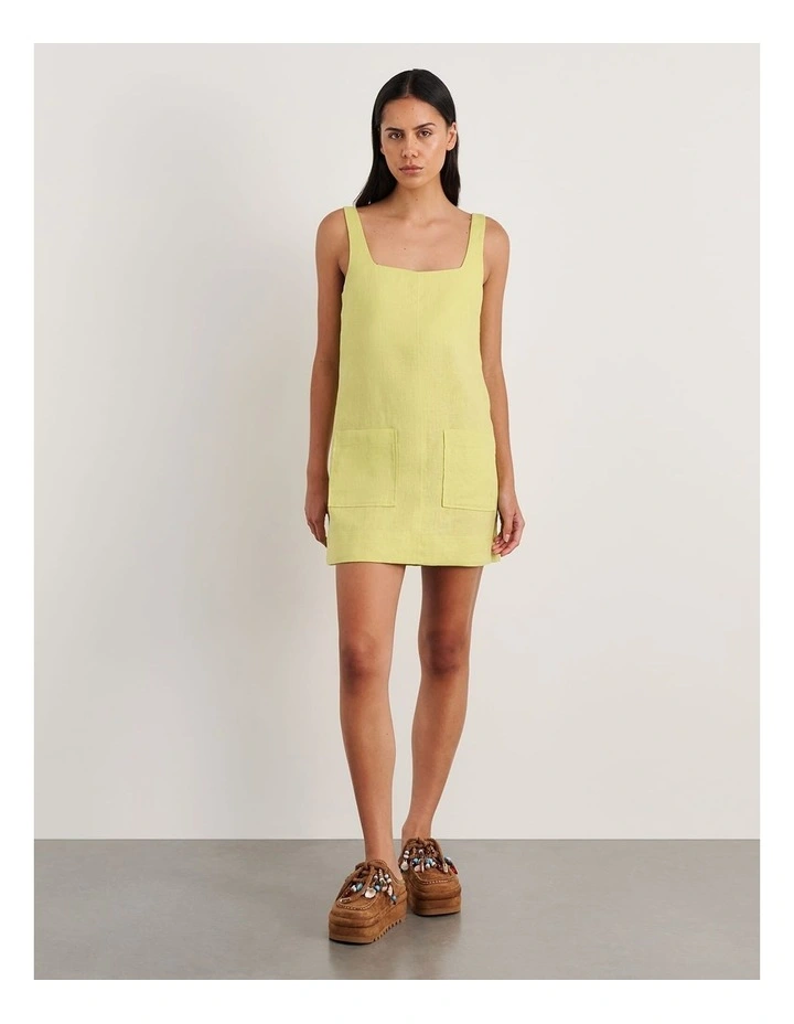 Kayla Linen Mini Dress in Yellow image 4