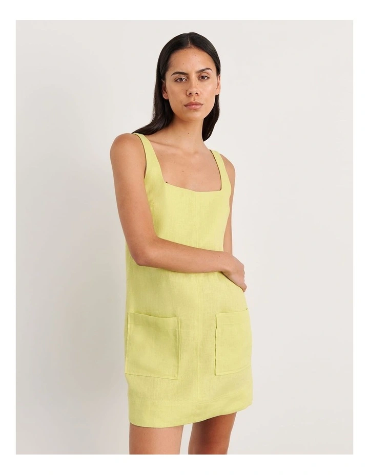 Kayla Linen Mini Dress in Yellow image 5