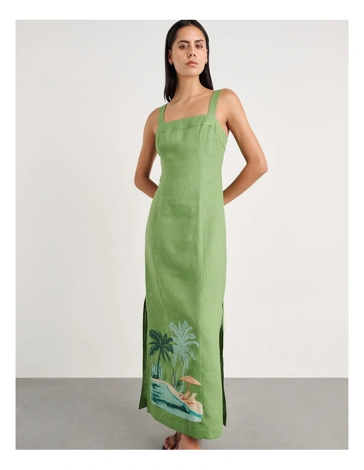 Sunlounger Maxi Dress in Green image 3