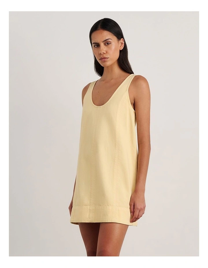 Loe Denim Mini Dress in Beige image 3