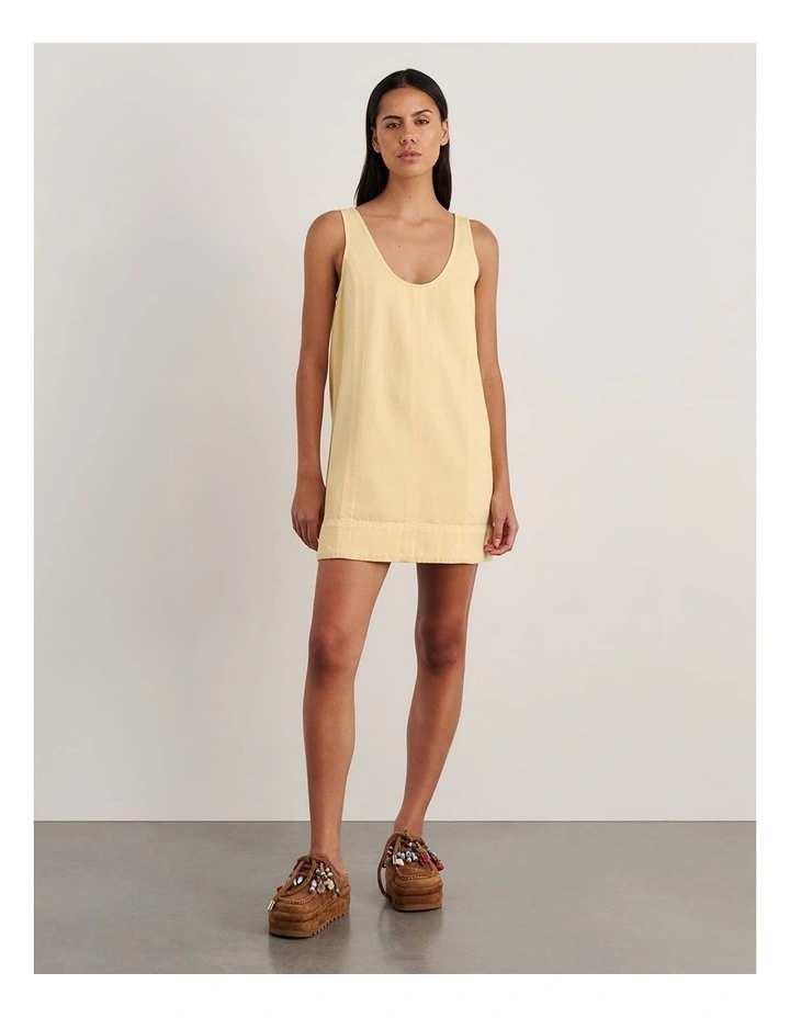 Loe Denim Mini Dress in Beige image 4