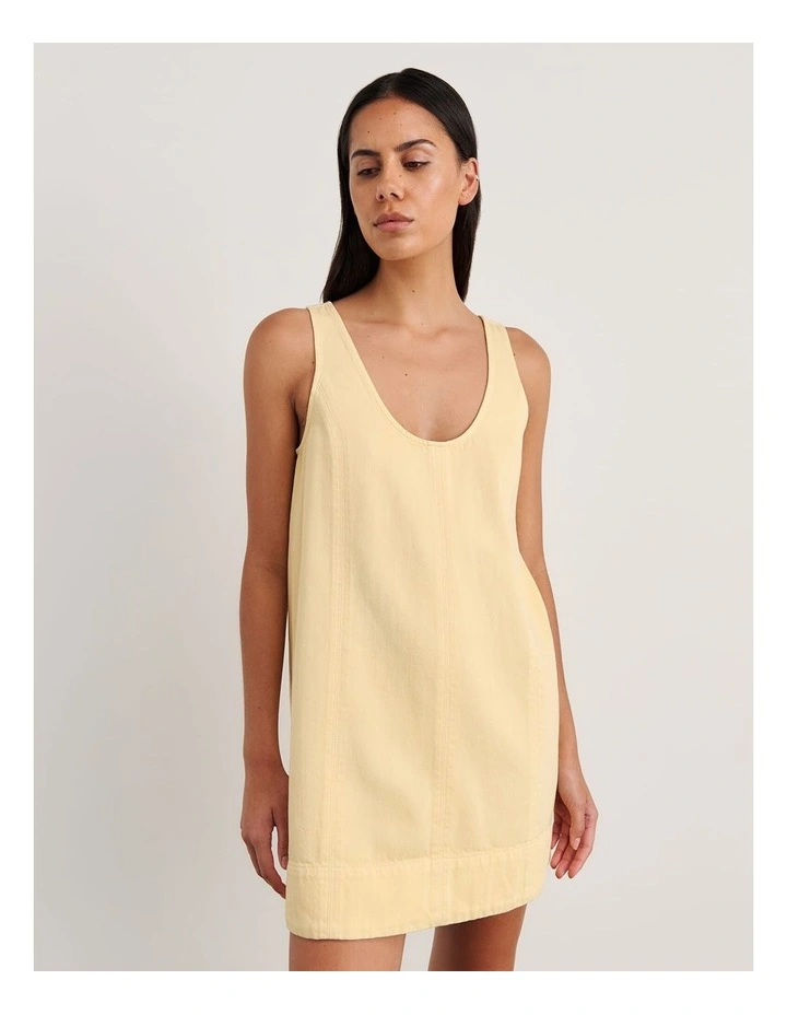 Loe Denim Mini Dress in Beige image 5