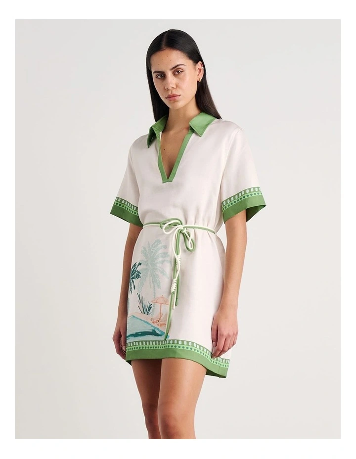 Sunlounger Mini Dress in Beige image 3