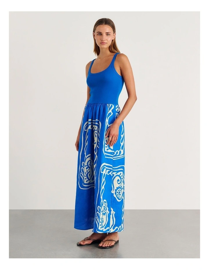 Ceezee Mixed Media Dress in Blue image 3