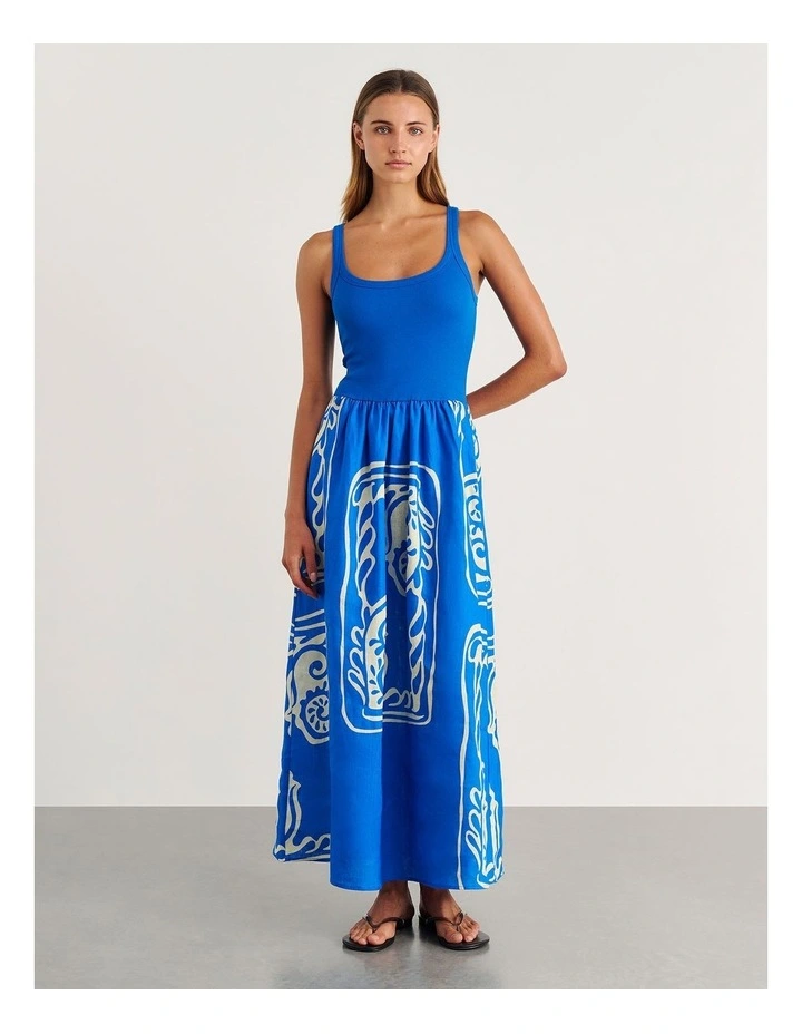 Ceezee Mixed Media Dress in Blue image 4