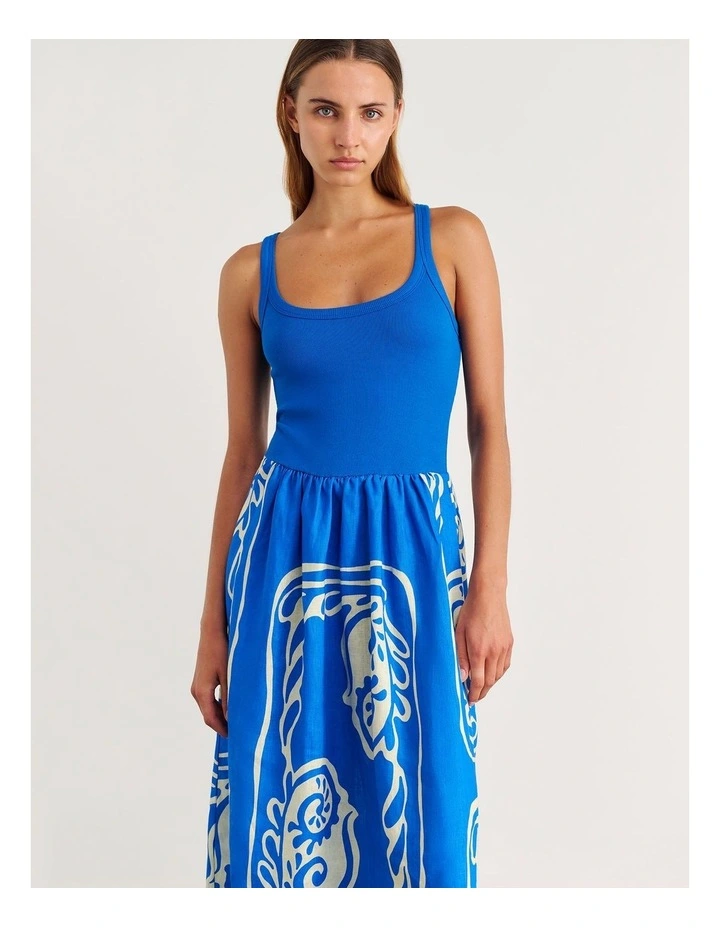 Ceezee Mixed Media Dress in Blue image 5