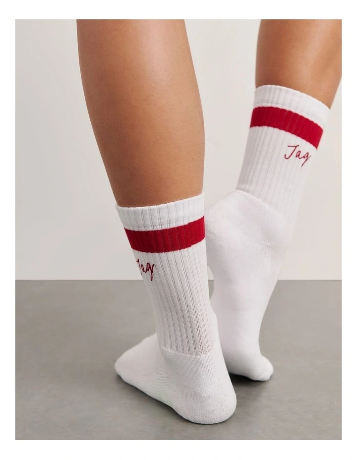 Embroidered Sport Socks in Multi image 2