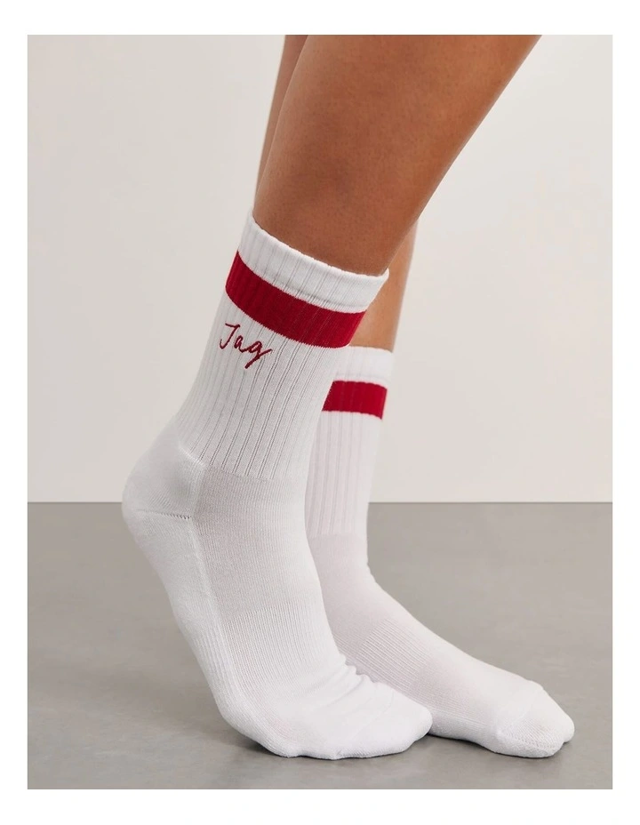 Embroidered Sport Socks in Multi image 4
