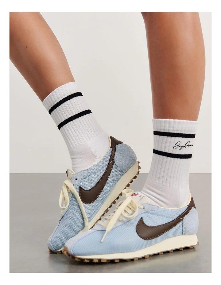 Embroidered Sport Sock in White image 1