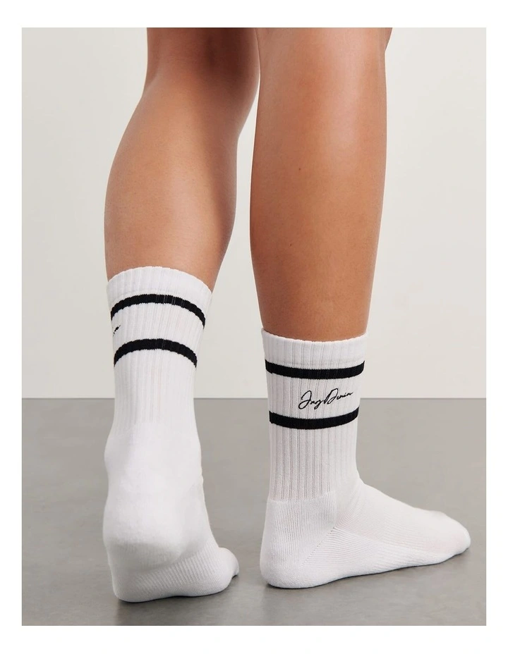 Embroidered Sport Sock in White image 2
