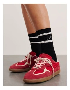 Embroidered Sport Sock in Black