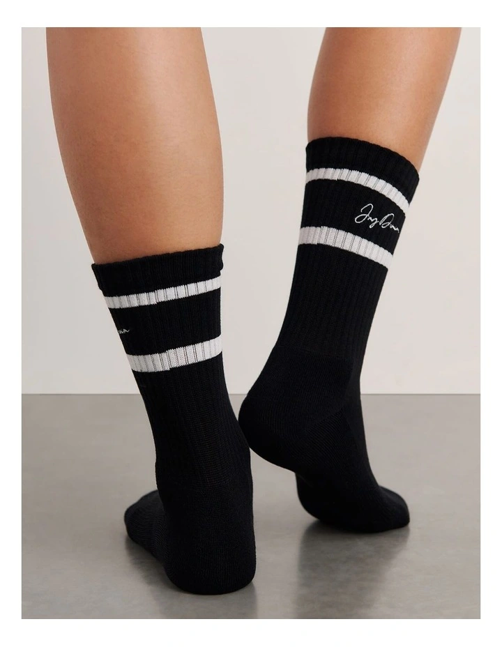 Embroidered Sport Sock in Black image 4