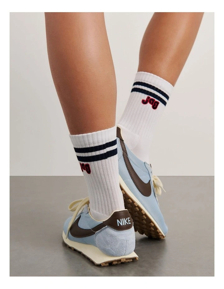 Jag Embroidered Sport Socks in White image 2