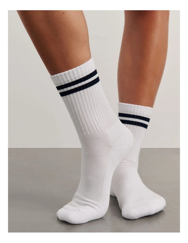 Jag Embroidered Sport Socks in White image 4