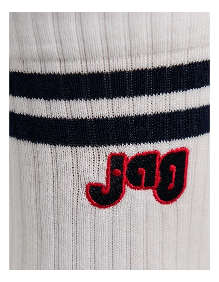Jag Embroidered Sport Socks in White image 6