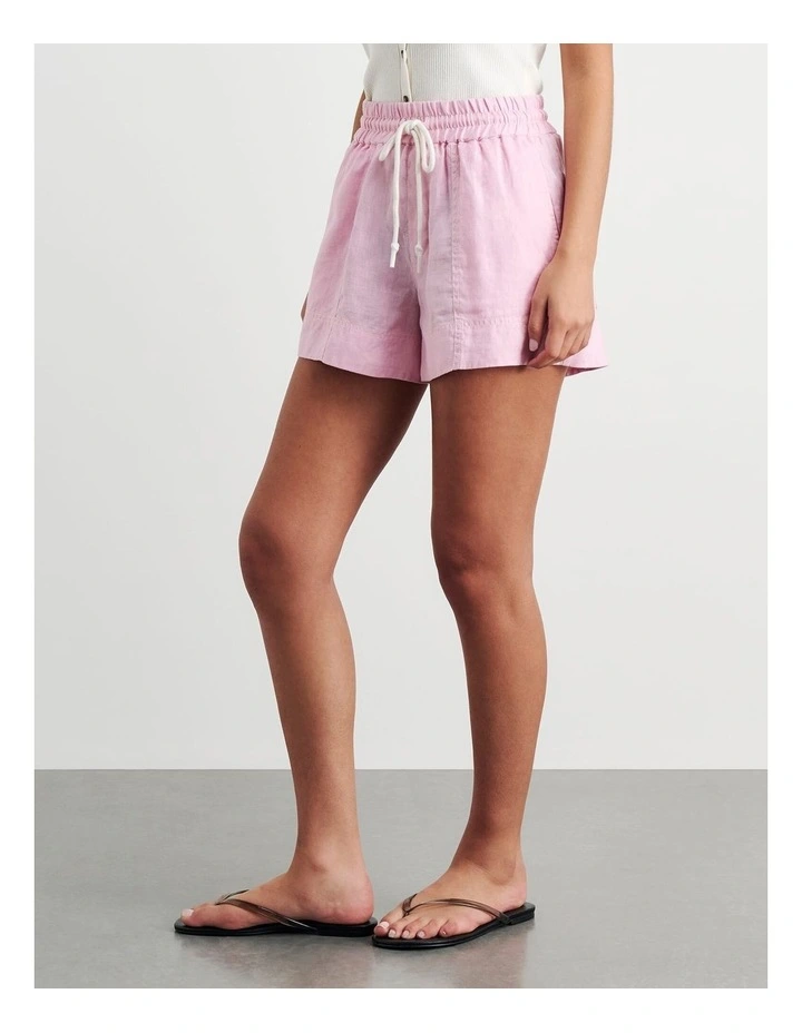 Gigi Linen Pull On Short in Pink image 3