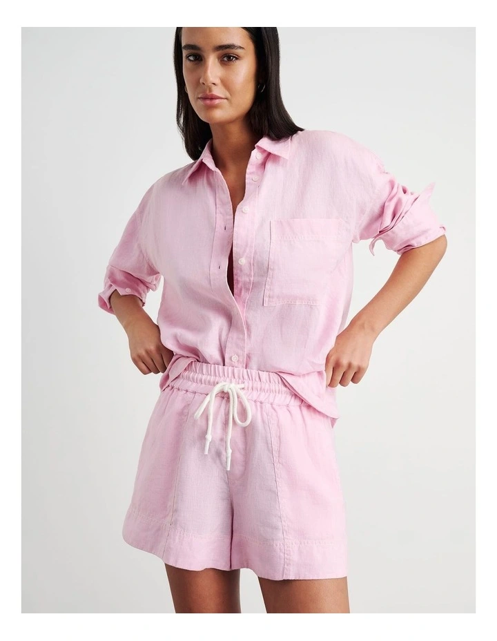 Gigi Linen Pull On Short in Pink image 5