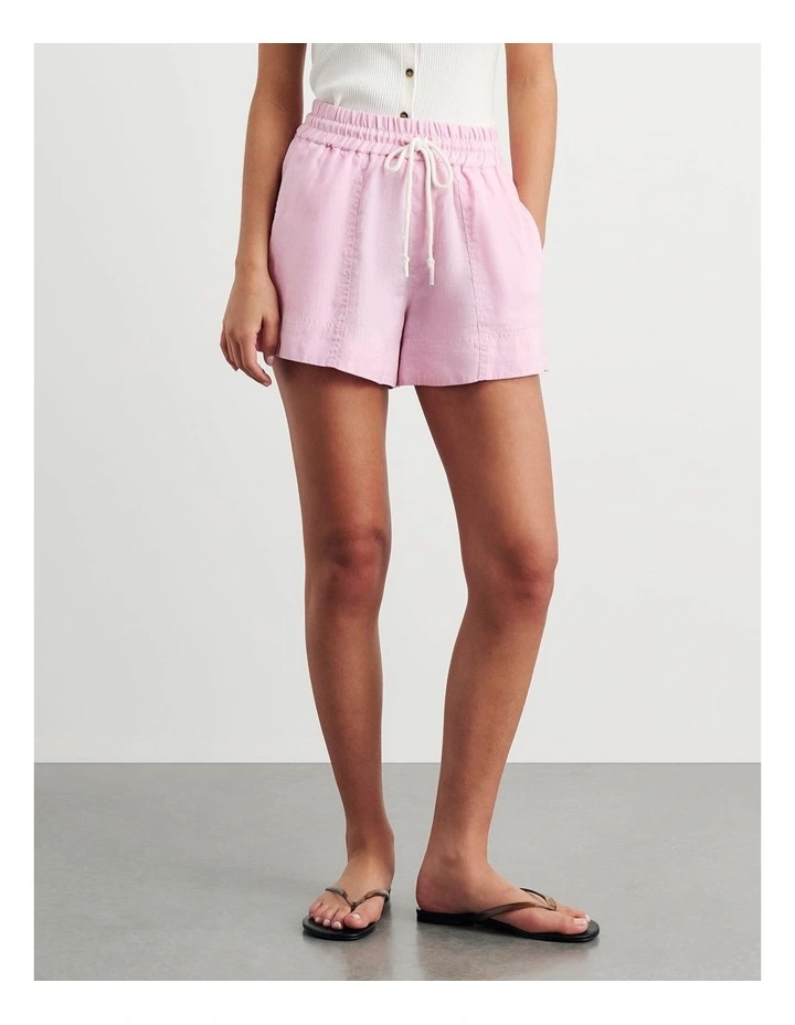 Gigi Linen Pull On Short in Pink image 6