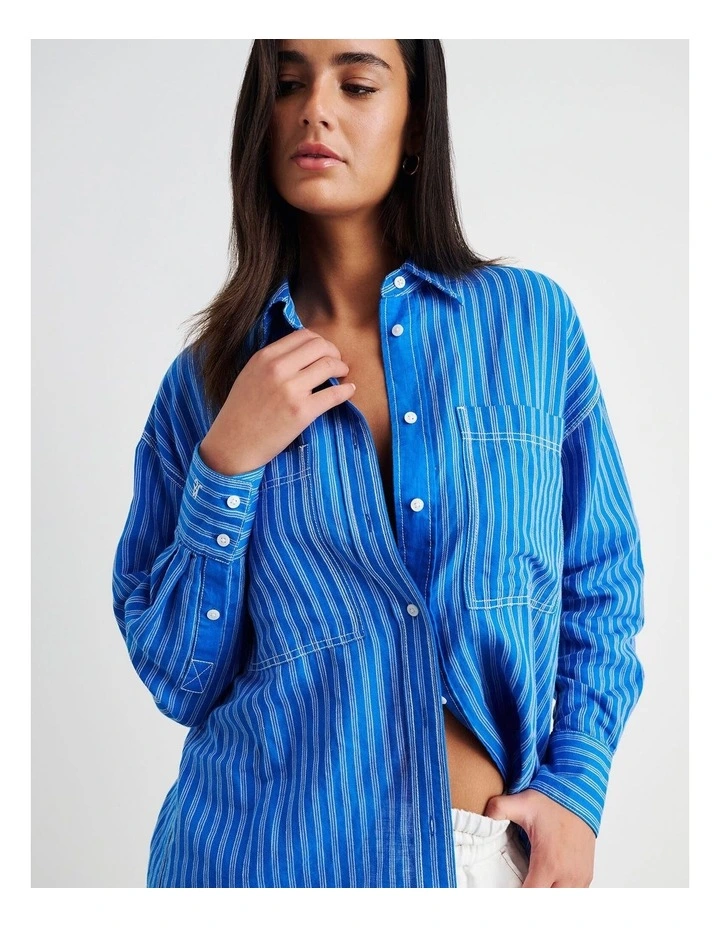 Winona Stripe Shirt in Blue image 4