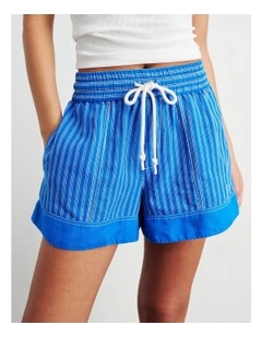 Gigi Stripe Pull On Short in Blue