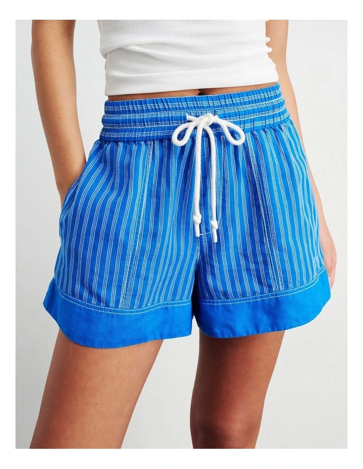 Gigi Stripe Pull On Short in Blue image 1
