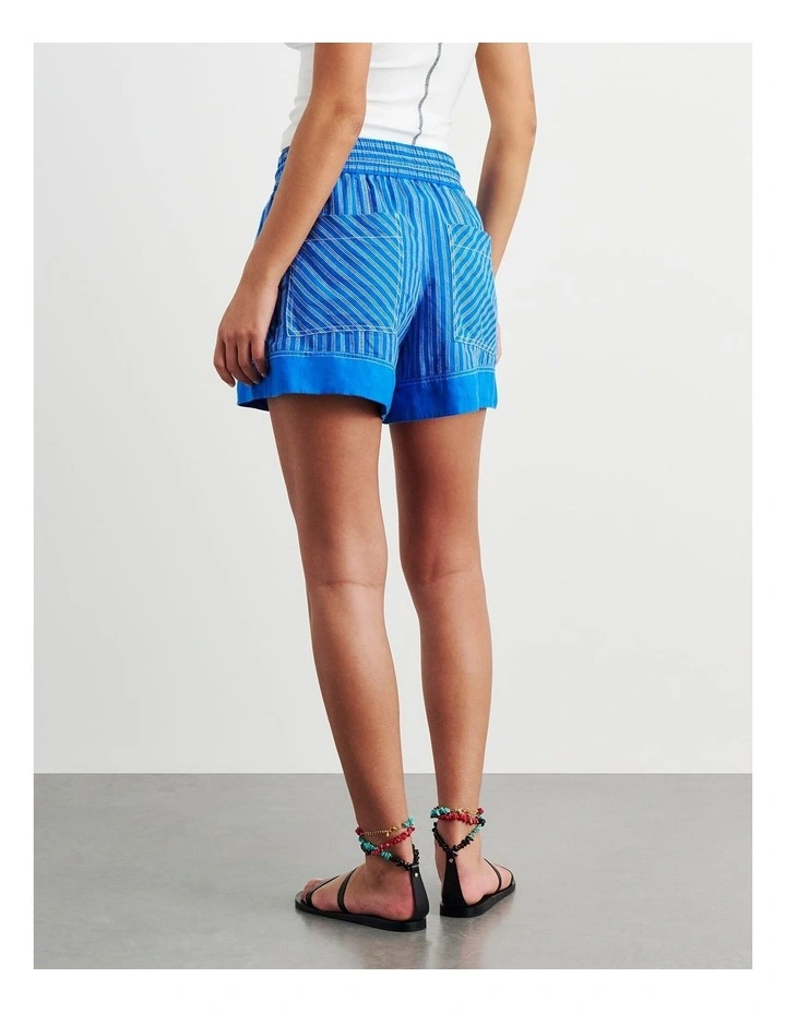 Gigi Stripe Pull On Short in Blue image 2