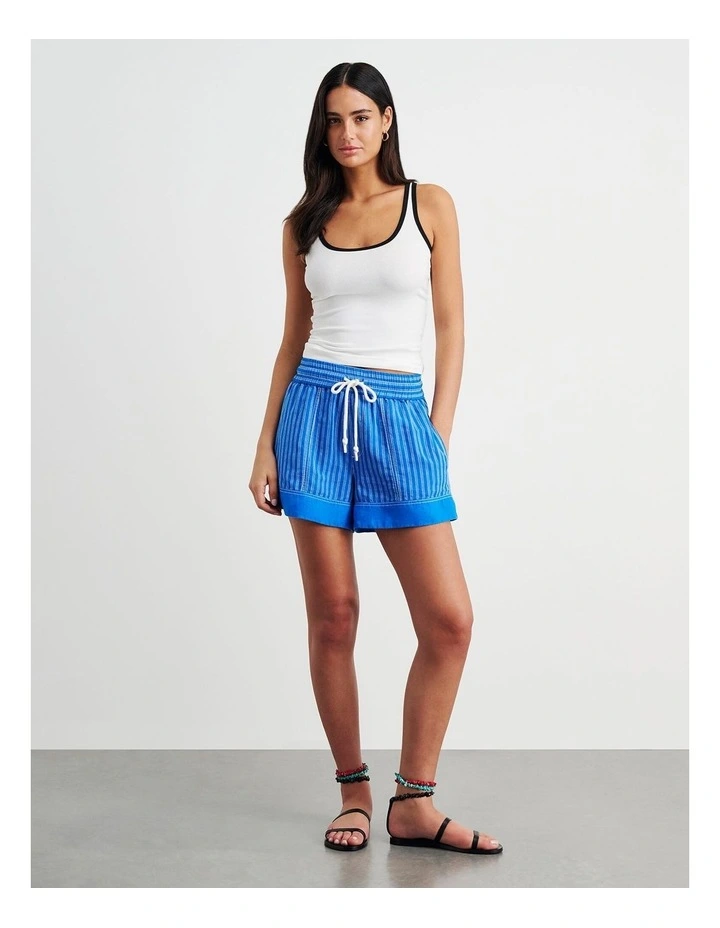 Gigi Stripe Pull On Short in Blue image 3