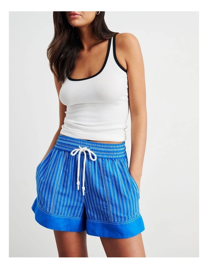 Gigi Stripe Pull On Short in Blue image 4